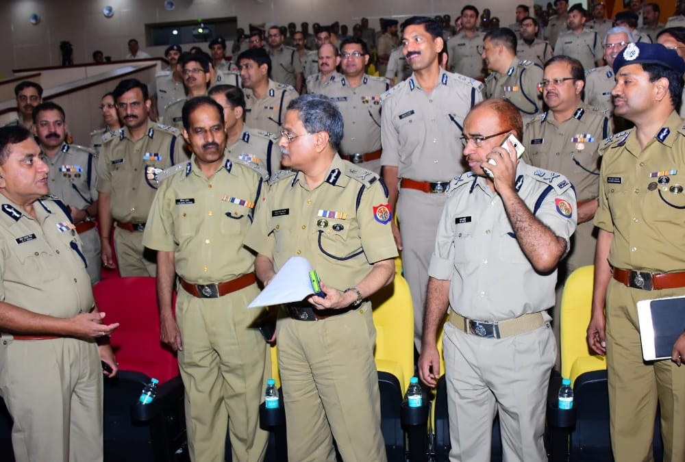 yogi adityanath addresses police officers in lucknow.