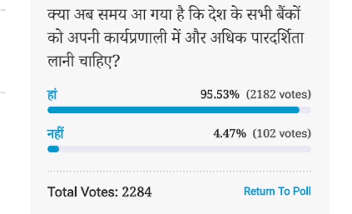 Amar Ujala Poll: banks of the country should bring more transparency in their functioning