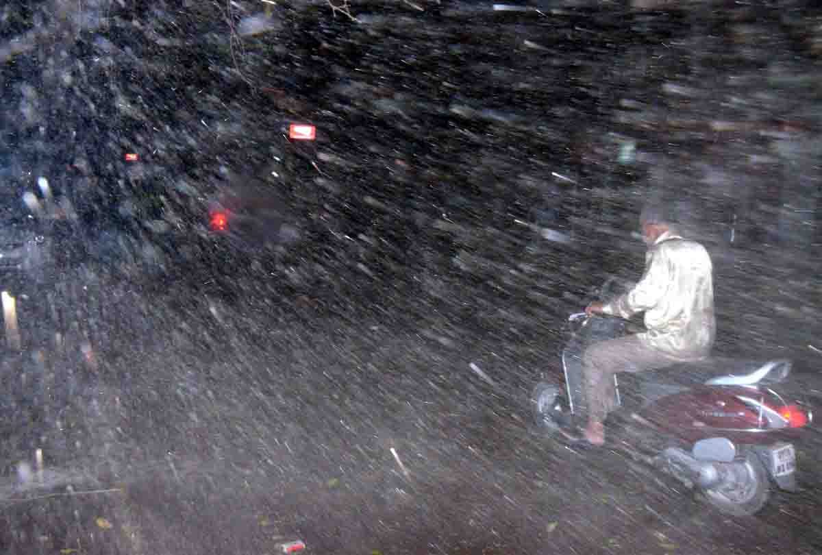 react of weather with heavy rain and storm 