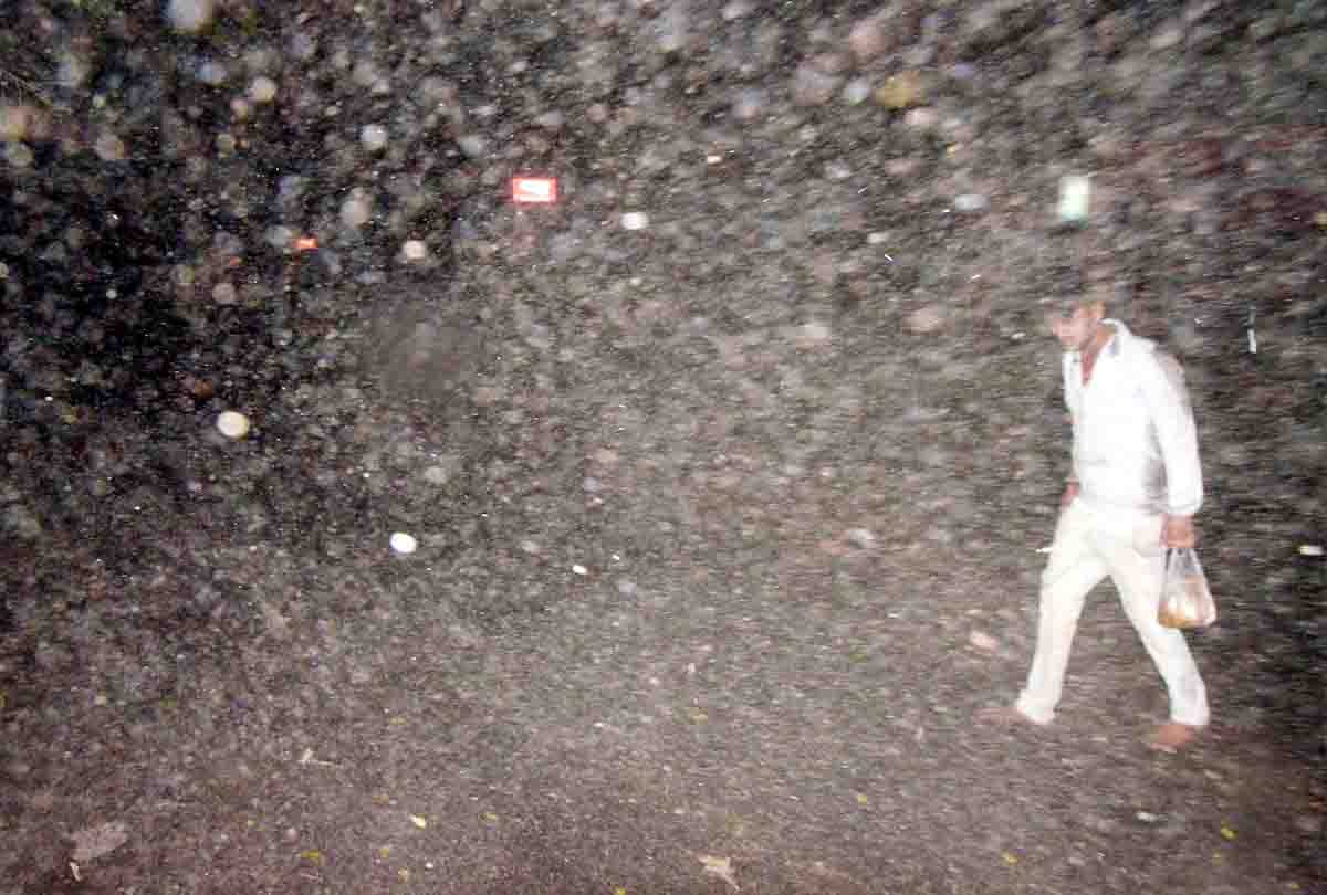 react of weather with heavy rain and storm 