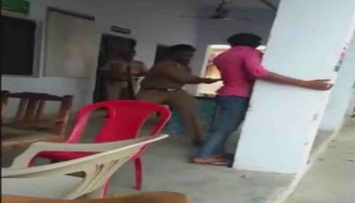 Video viral of beating a innocent and policeman is line spot