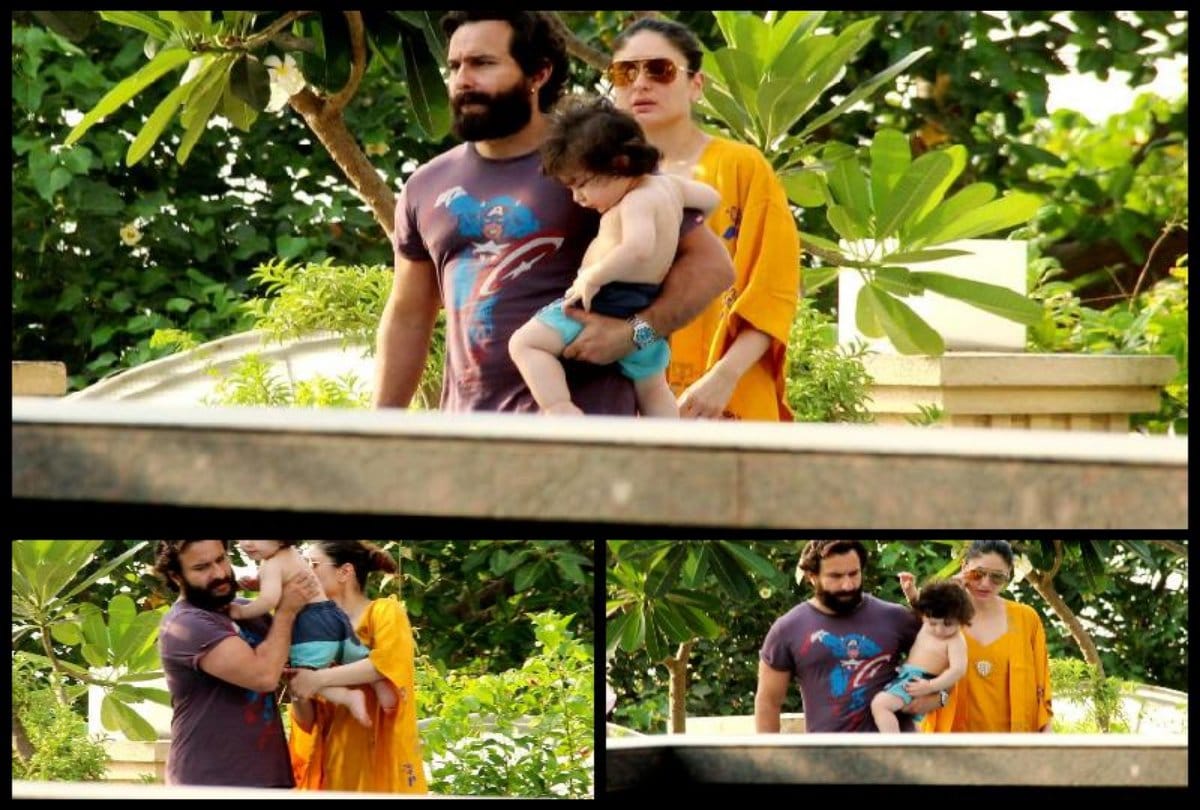 Taimur Spotted Chilling Poolside With Kareena And Saif At Amrita Arora Apartment