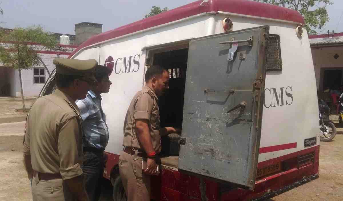 Thirty eight lakh rupees missing from cash van in chandauli