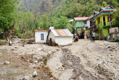 devastated by cloudburst and flash floods in basantpur shimla