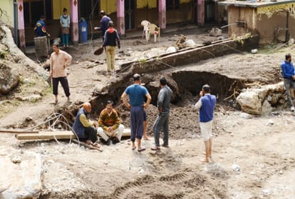 devastated by cloudburst and flash floods in basantpur shimla