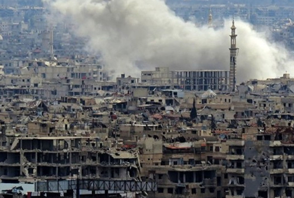 reports says missile strike on military airport after chemical attack by Syrian government in douma 