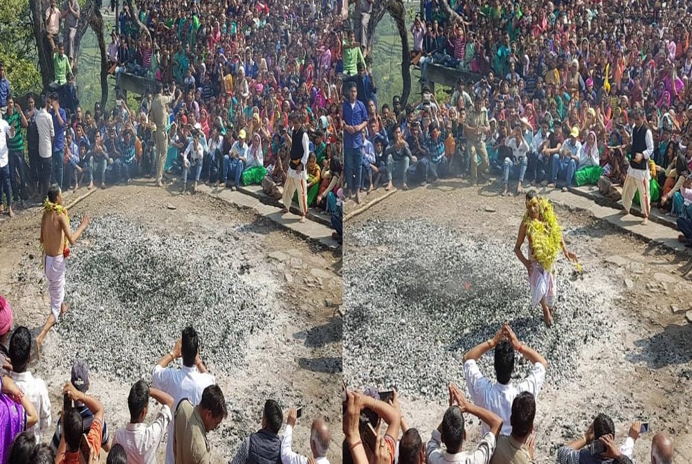 uttarakhand unique tradition : devta dance on burning coals in jakh temple