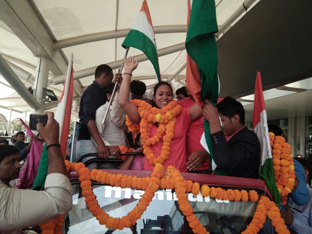 CWG 2018 gold medal winner punam yadav came varanasi grand welcome