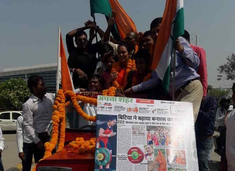 CWG 2018 gold medal winner punam yadav came varanasi grand welcome