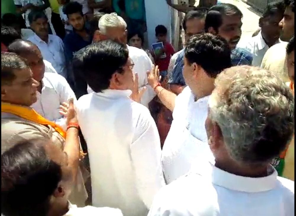 etah dalits prevent bjp leaders from wreath at ambedkar statue 