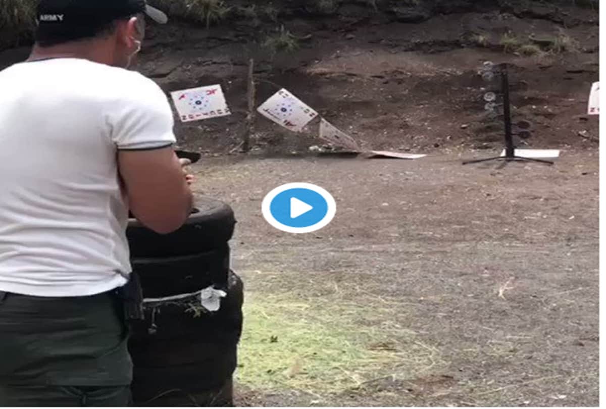 MS Dhoni shares his pistol shooting video on twitte