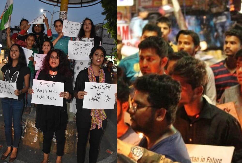 protest against kathua rape case in lucknow.