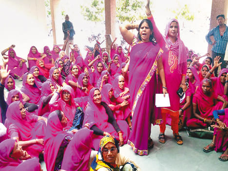 Pink Gang display in protest of incidents of rape