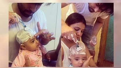 TV STAR KINSHUK MAHAJAN SHAVED HEAD HAIR OF HIS BABIES ON MUNDAN CEREMONY