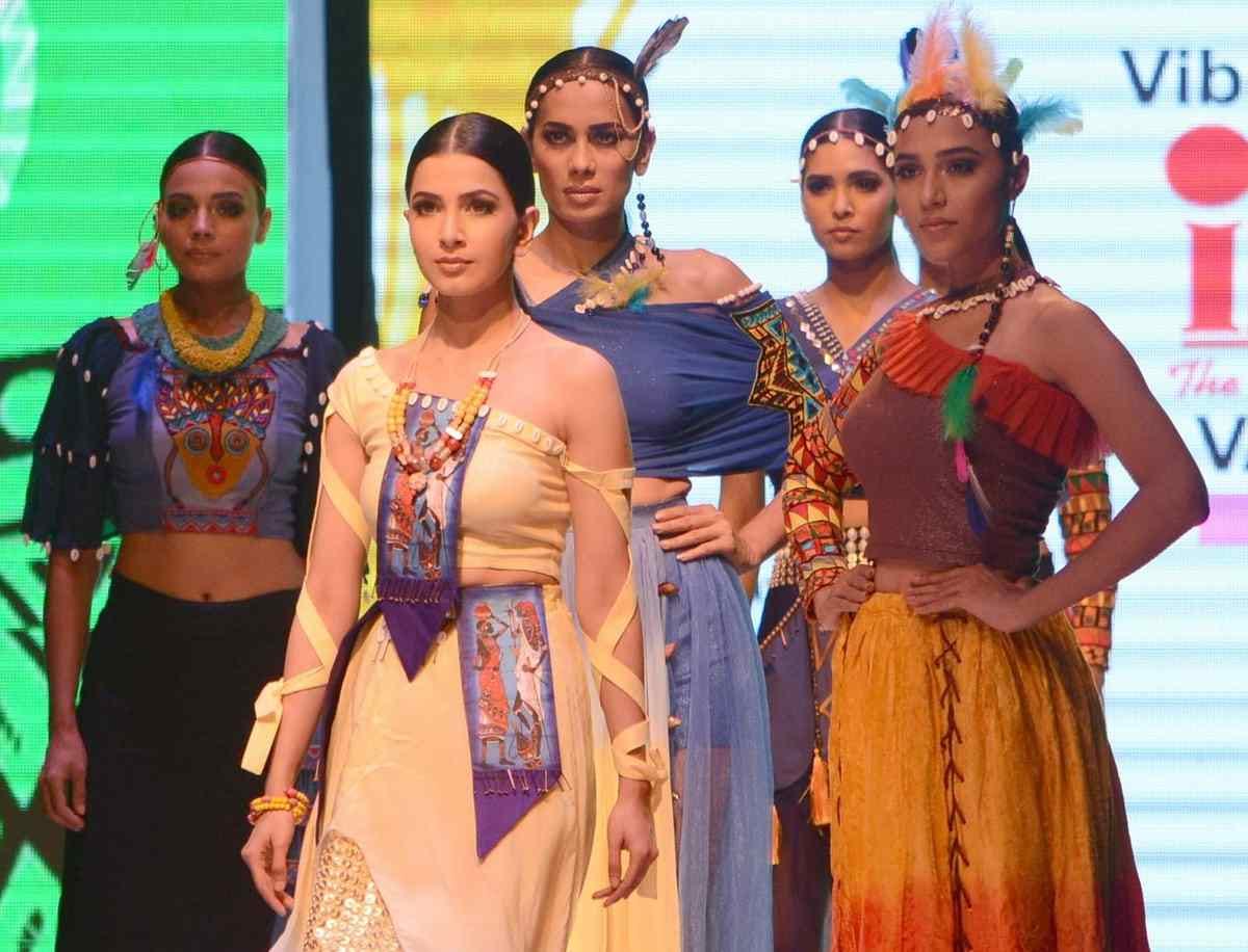 Models walk on the ramp in banaras club