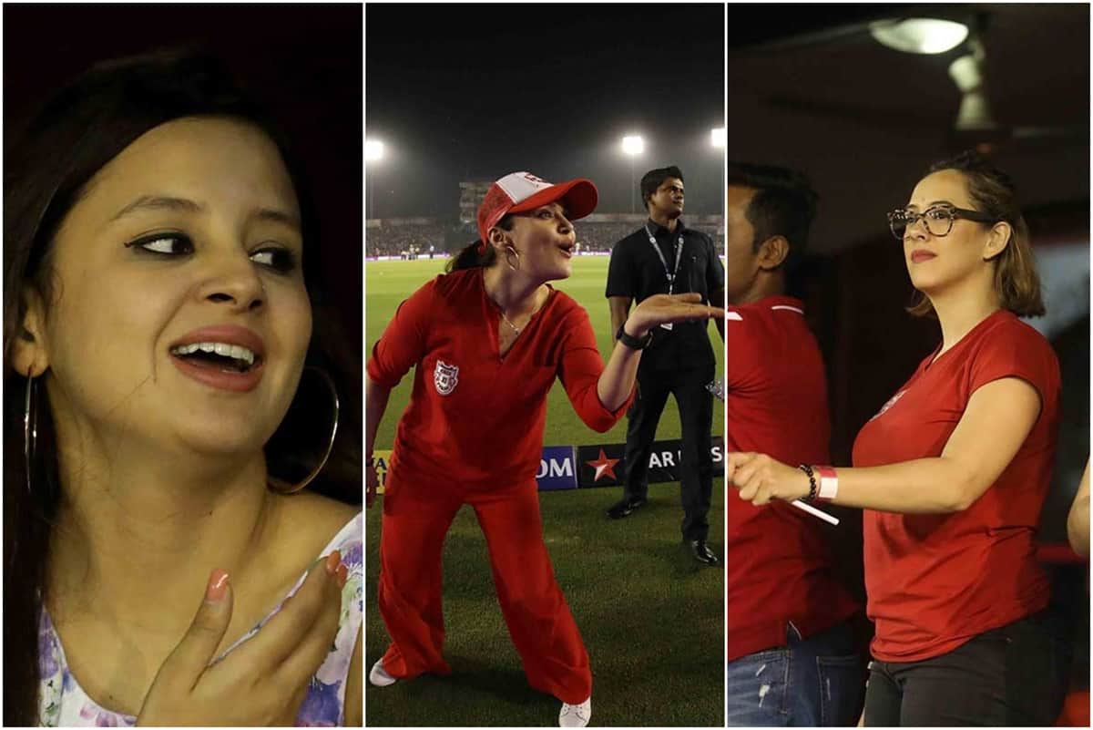 preity zinta-sakshi dhoni and hazel keech beauty contest during the match between csk and kxip