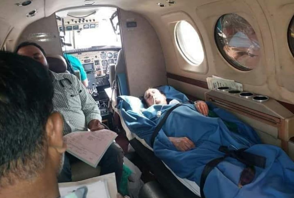 kalbe sadiq send to delhi by air ambulance.