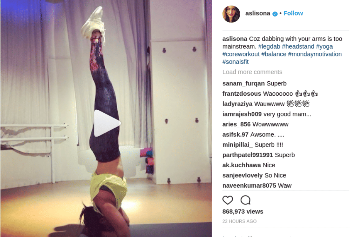 Sonakshi Sinha head stand video nailed