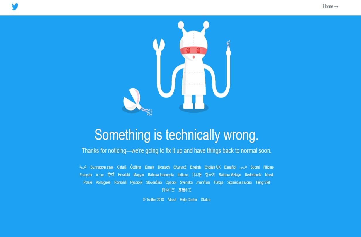 suddenly Twitter is not working over unknown technical Problem 