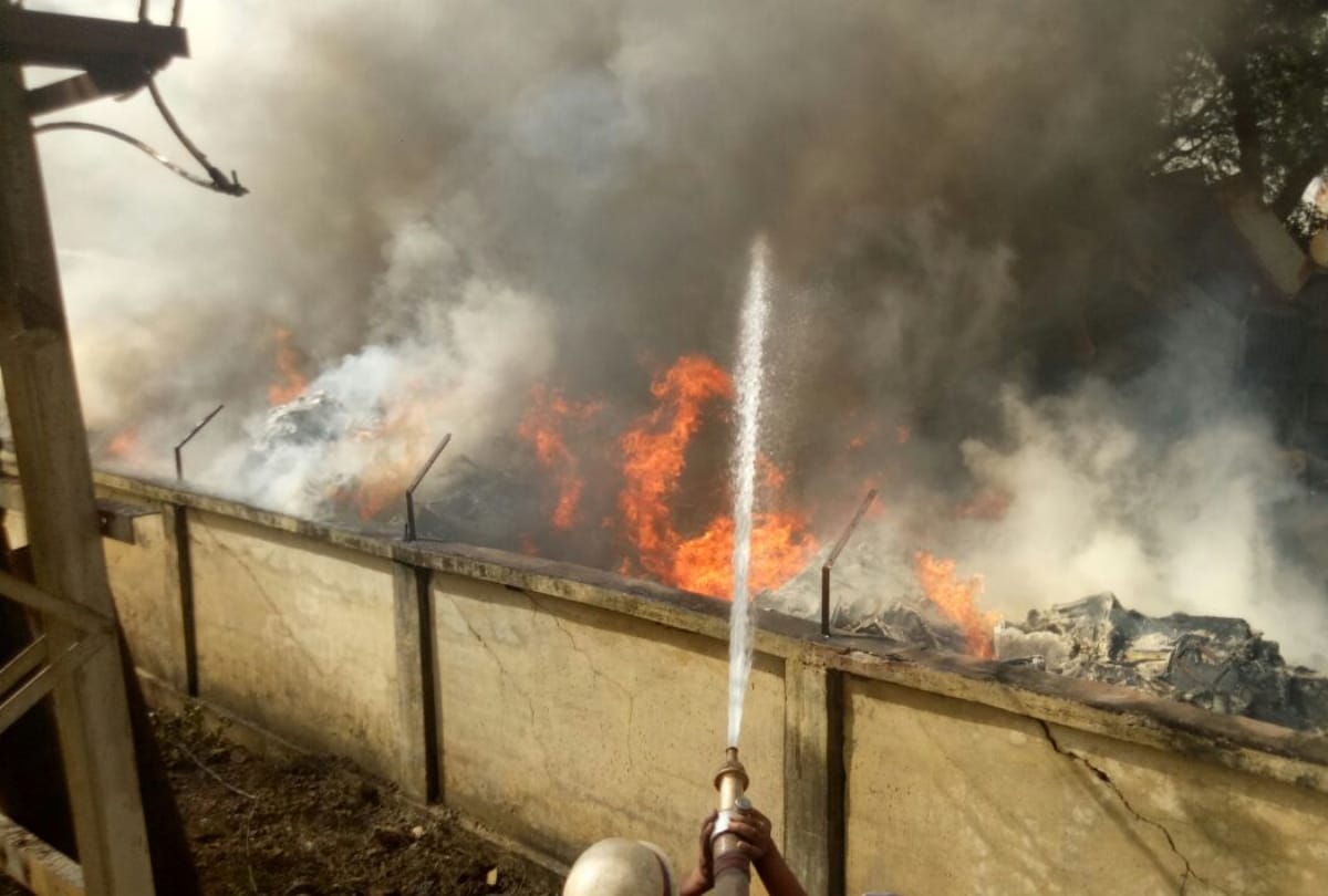 ahibaranpur electricity station storeroom caught massive fire 