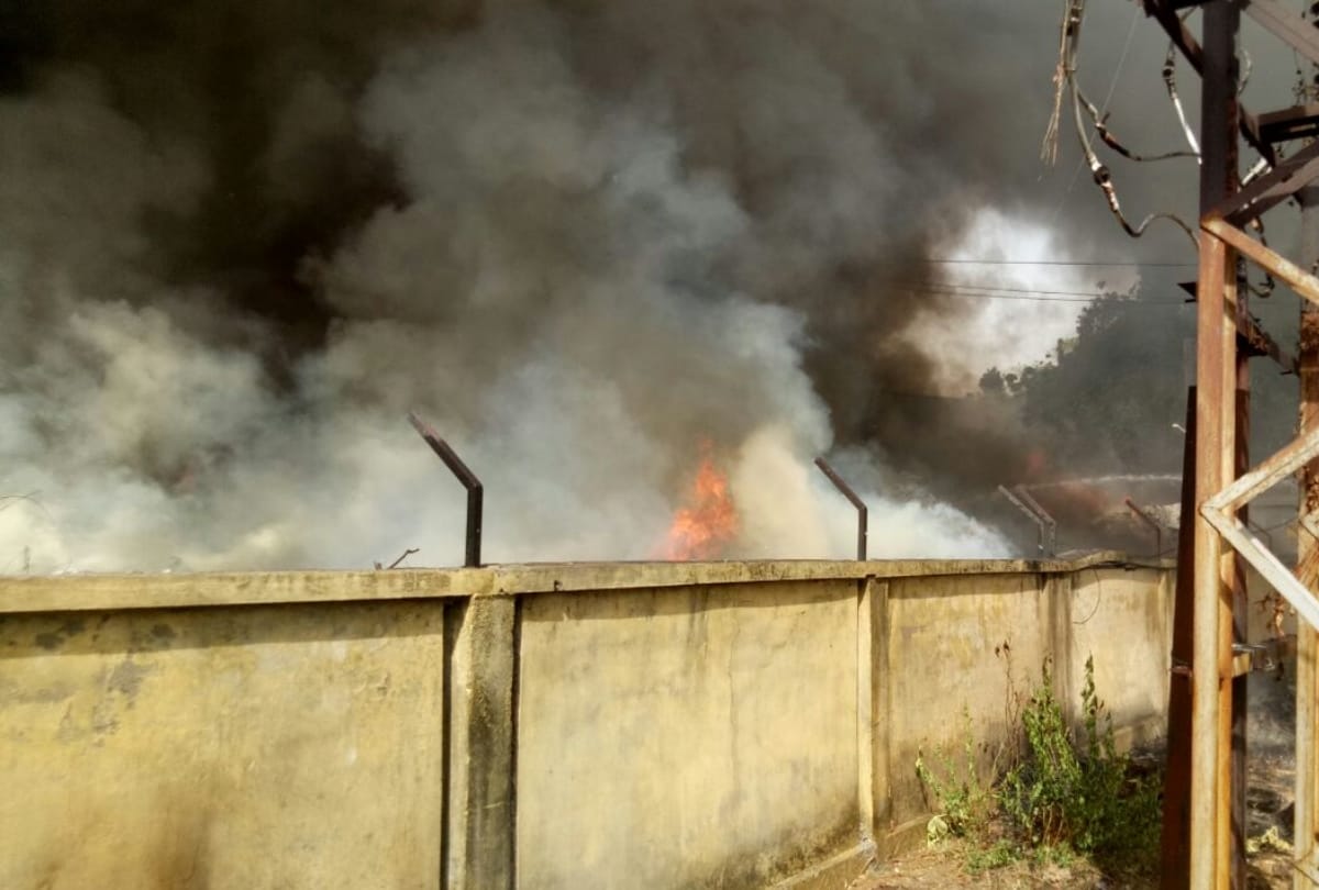 ahibaranpur electricity station storeroom caught massive fire 
