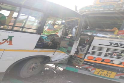 six passenger injured in a bus and truck collision