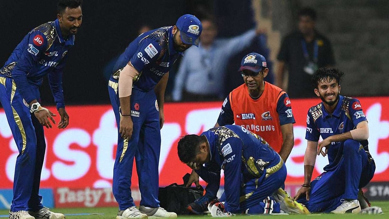 ishan kishan suffers nasty eye injury during mumbai indians vs royal challengers bangalore match