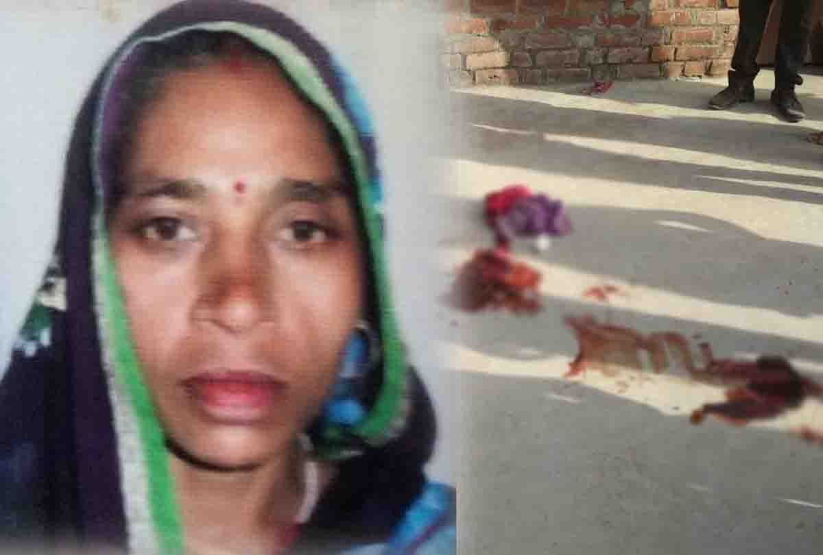women dead body with gunpowder in up