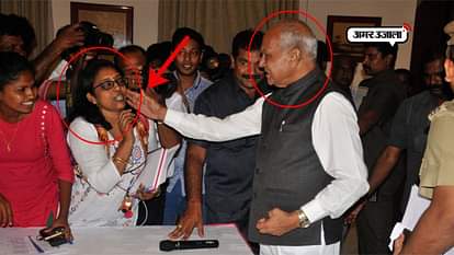 TAMIL NADU GOVERNOR BANWARI LAL PUROHIT TOUCHES WOMEN JOURNALIST CHEEK