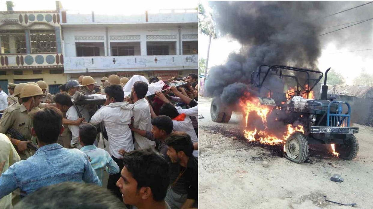 UP police and student clash at chandauli after girl killed in road accident