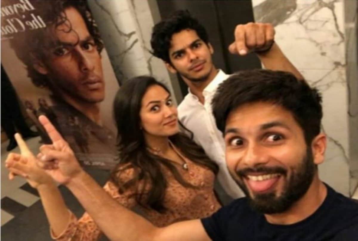 ishaan khattar have fun with shahid kapoor and meera rajput on the screening of beyond the clouds
