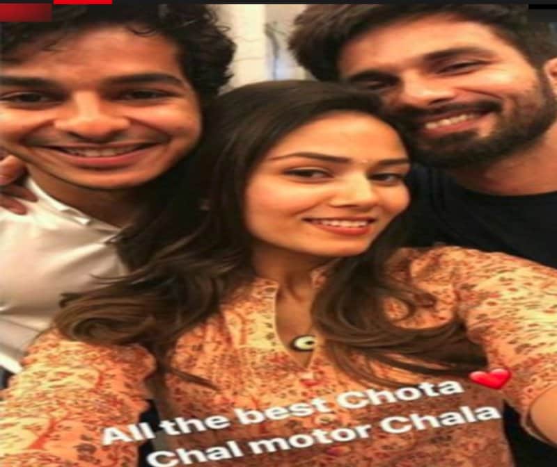 ishaan khattar have fun with shahid kapoor and meera rajput on the screening of beyond the clouds