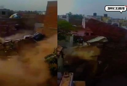Watch 2-storey building collapses within seconds in agra