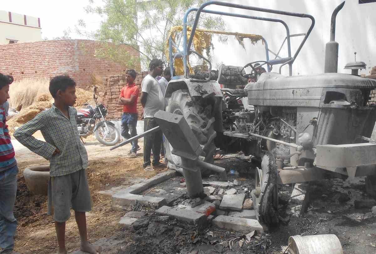 Twelve year old child crush to tractor in bhadohi