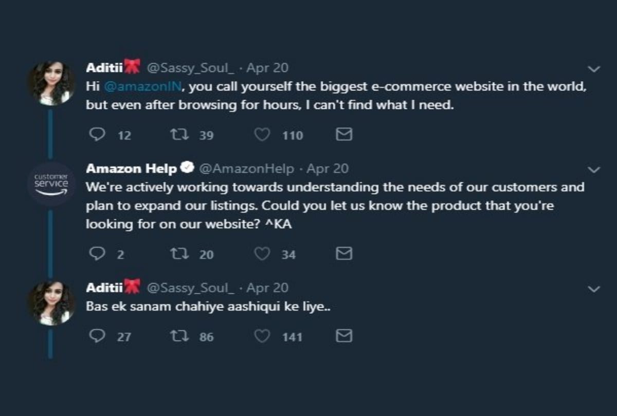 Woman asks Amazon for boyfriend company replies with a song