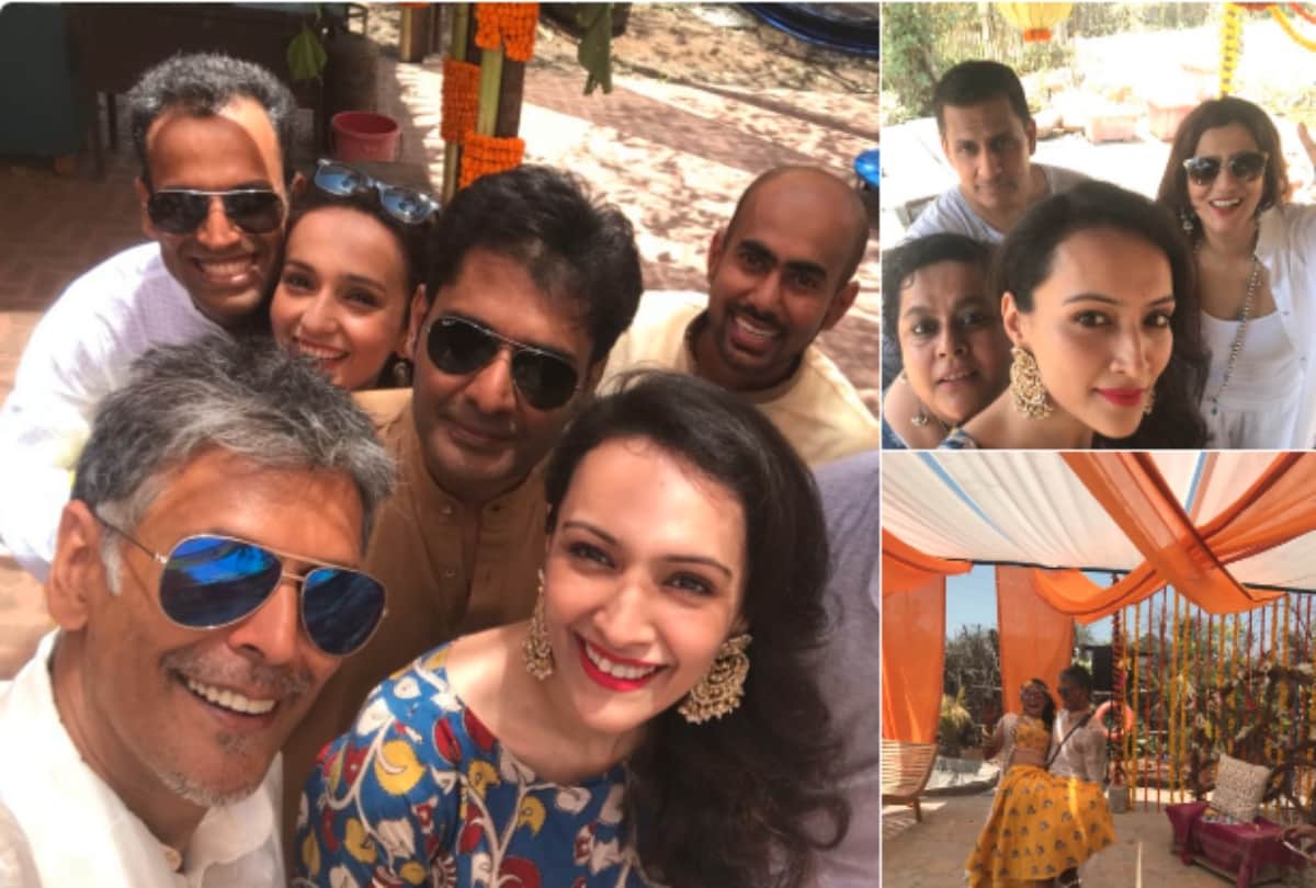 milind soman ex girlfriend dipanita sharma attends his marriage functions