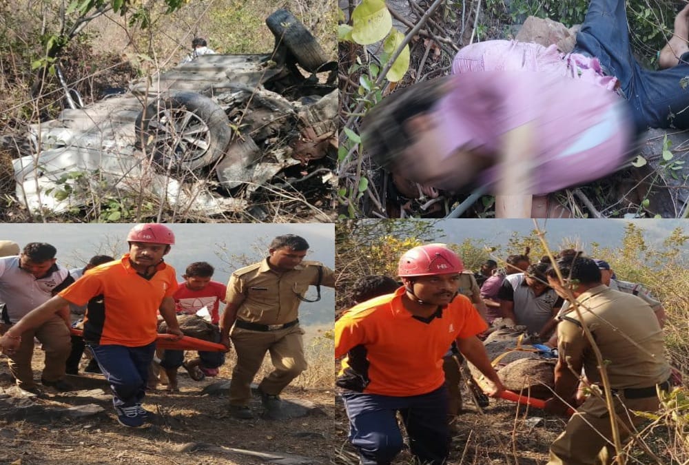 Horrible photos of couple dead body rescue car accident in tehri