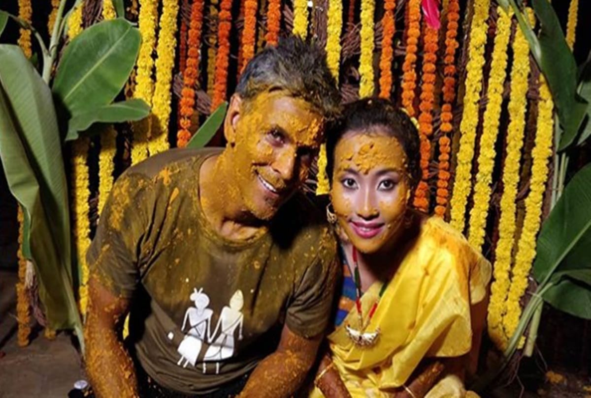 Milind Soman birthday special married 25 years youger ankita konwar see the entire wedding album