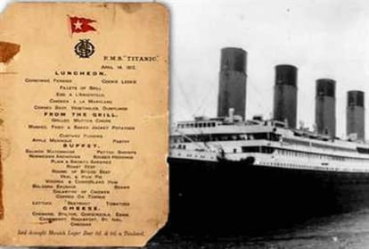 Titanic first meal menu auctioned nearly 93 lakh rupees