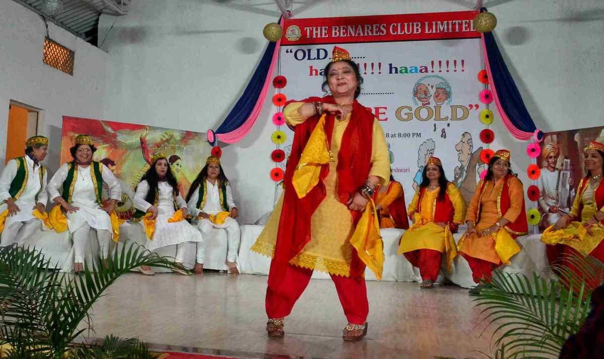 Old age present singing and dancing in banaras club