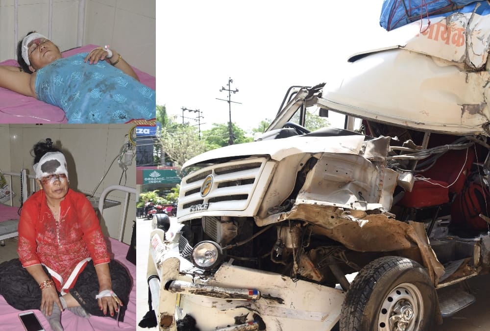many injured in an accident on shaheed path in lucknow.