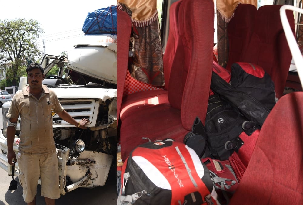 many injured in an accident on shaheed path in lucknow.
