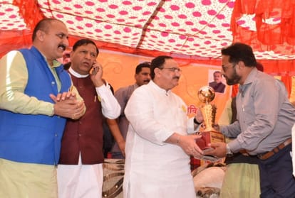 union health minister jp nadda press conference at shilai