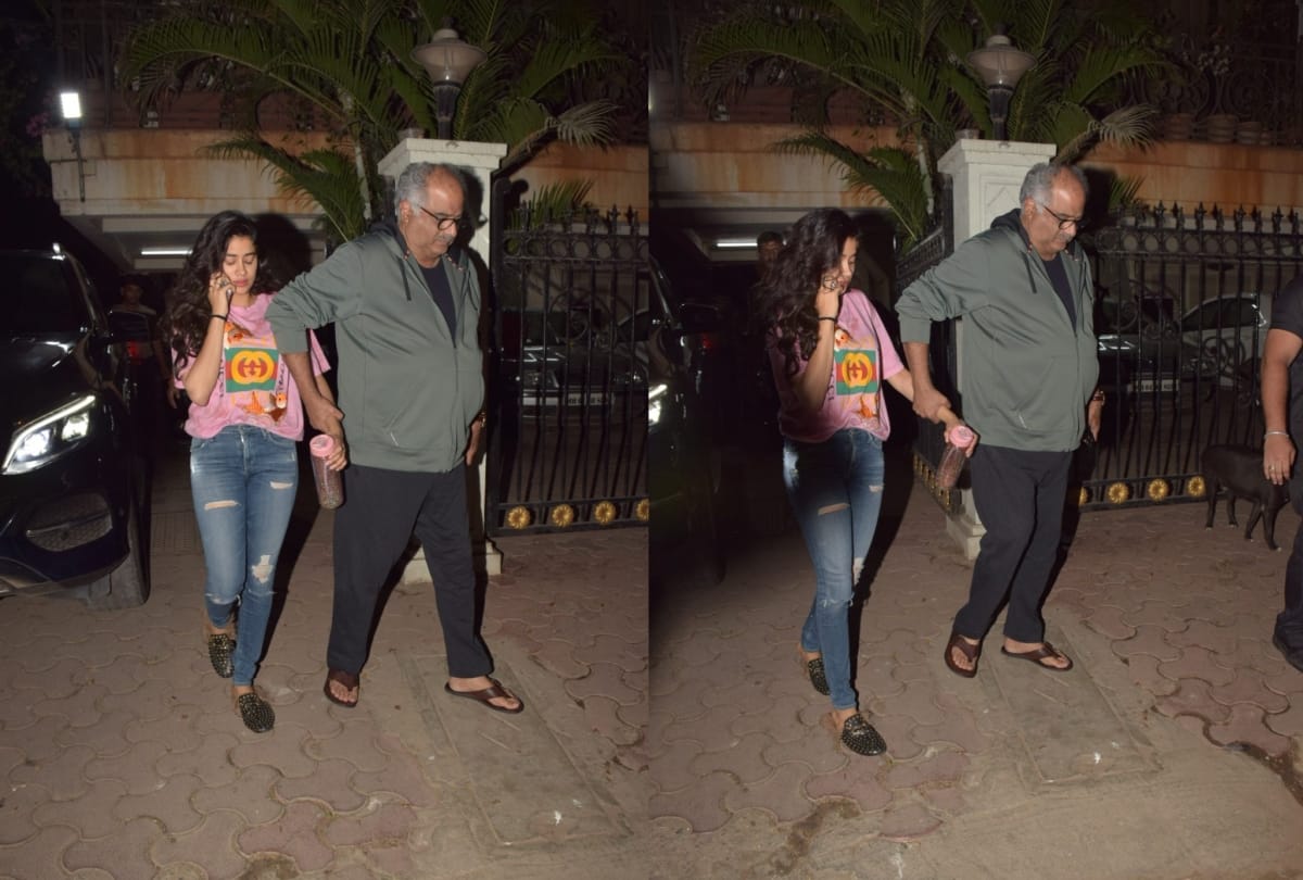 Boney Kapoor and Janhvi Kapoor spotted at Arjun Kapoors house