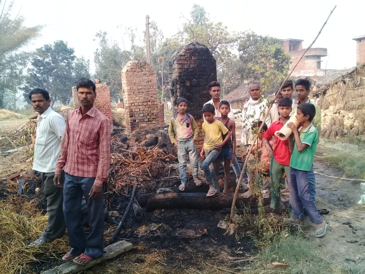 two huts turn to ashes due to fire