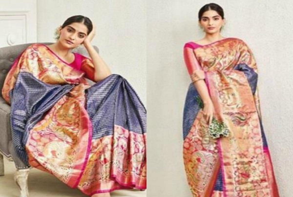 sonam kapoor looks beautiful in kanjeevaram silk saree photos viral