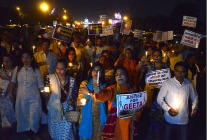 BJP workers took out candle light march against alleged rape of a 12-year-old girl