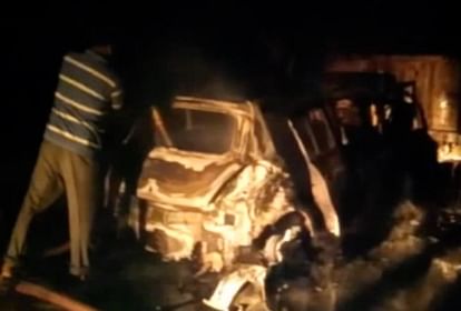 n accident took place on Moradabad-Rampur Highway,4 injured, 2 dead after tractor collides with car