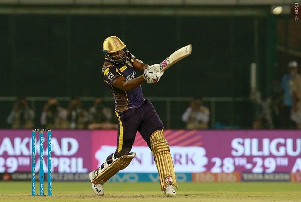 andre russel clean bold on mohammed shami yorker umpire said no ball