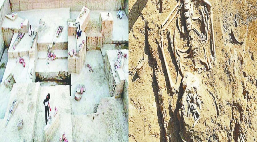 baghpat In the excavation, male skeleton, copper swords and mud brands were found